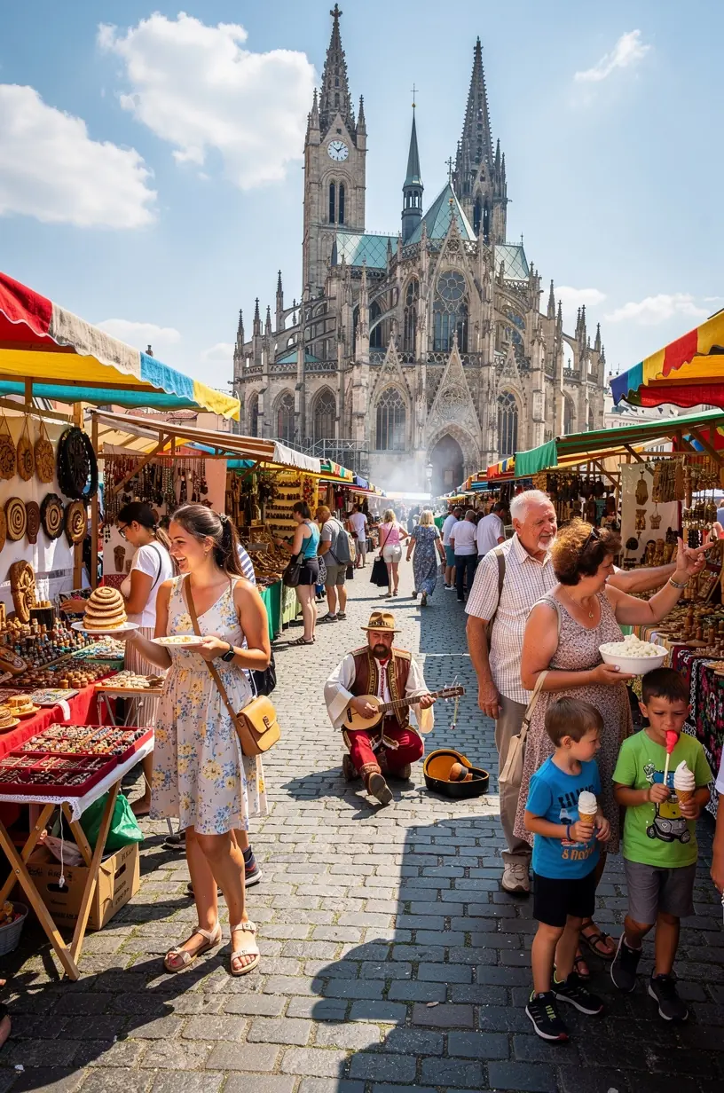 Rustic countryside path leading to a cluster of heritage sites surrounded by natural Slovak landscapes.