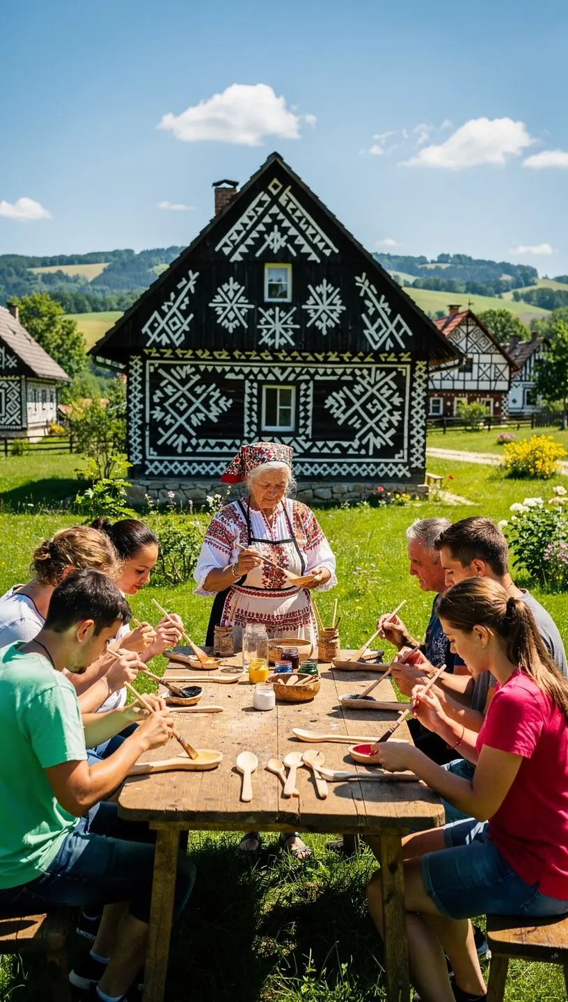 Panoramic view of a medieval Slovak town with well-preserved historic buildings and cobblestone streets.